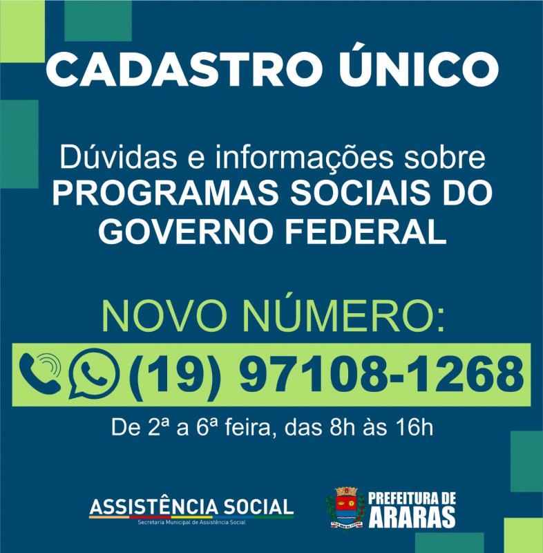 ASSISTÊNCIA SOCIAL TEM NOVO TELEFONE PARA SETOR DE CADASTRO ÚNICO