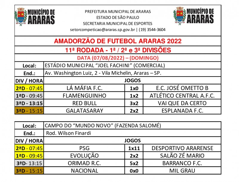 Município de Araras - Futebol americano: divulgada tabela atualizada do  Campeonato Paulista