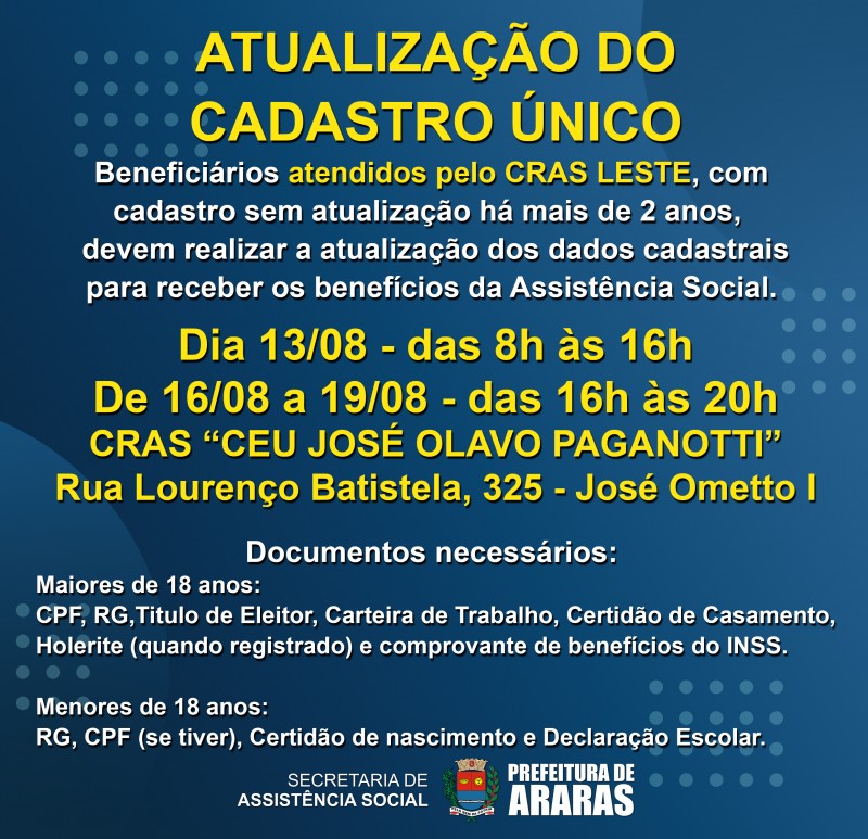 CRAS de Barra do Garças atualiza dados do Cadastro Único - Prefeitura  Municipal de Capa do Site