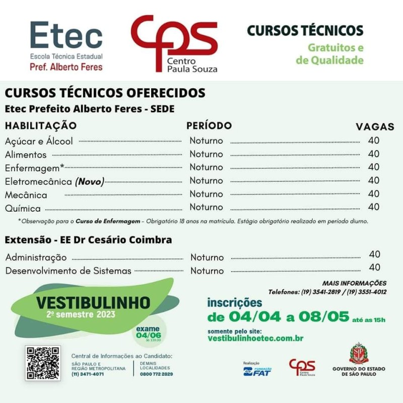 ETEC DIVULGA RELAÇÃO DE CURSOS PARA VESTIBULINHO 1° SEM/2019 - Sindicato  dos Empregados no Comércio